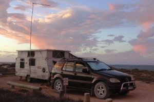Mobile office setup at Ningaloo Reef, WA